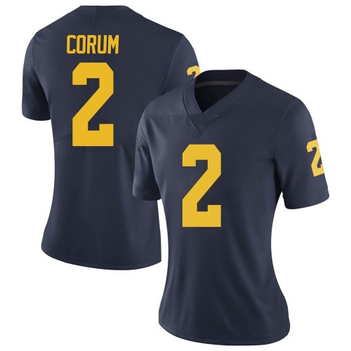 Blake Corum Michigan Wolverines Women's NCAA #2 Navy Limited Brand Jordan College Stitched Football Jersey XPH2054YZ